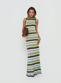 Saedee Knit Low Back Maxi Dress Multi Stripe